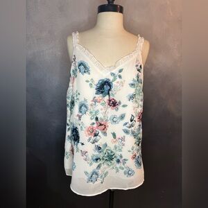 White House Black Market Floral Embroidered Cami Tank – Size M